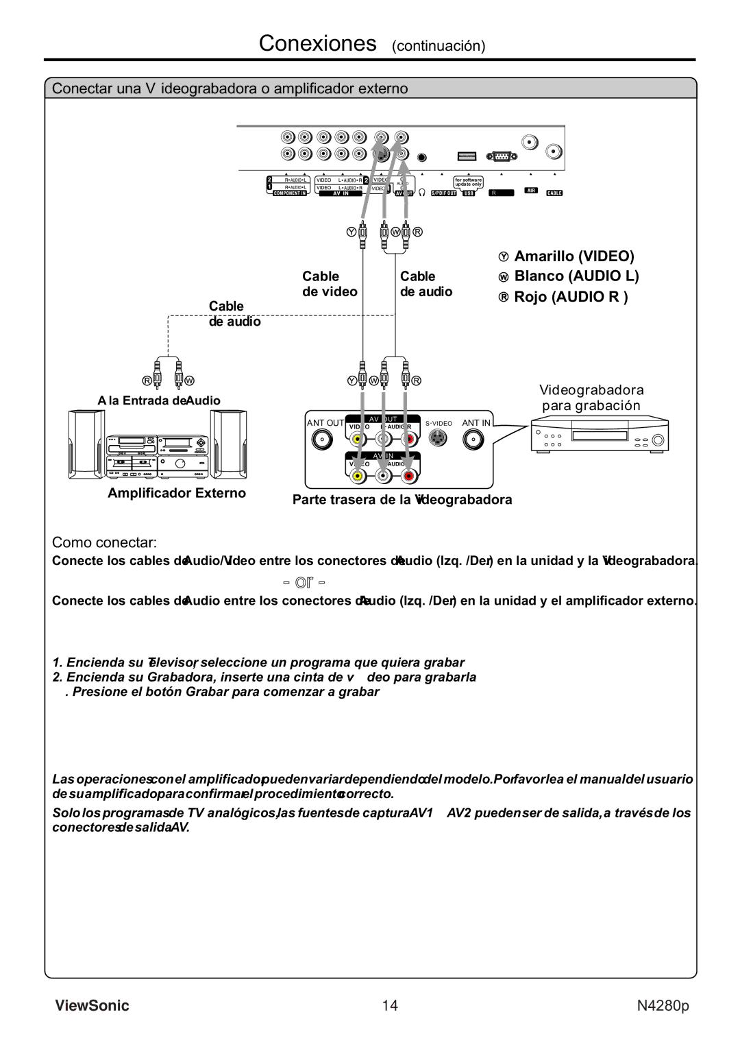 ViewSonic VS11838-1M manual Para grabar un programa 