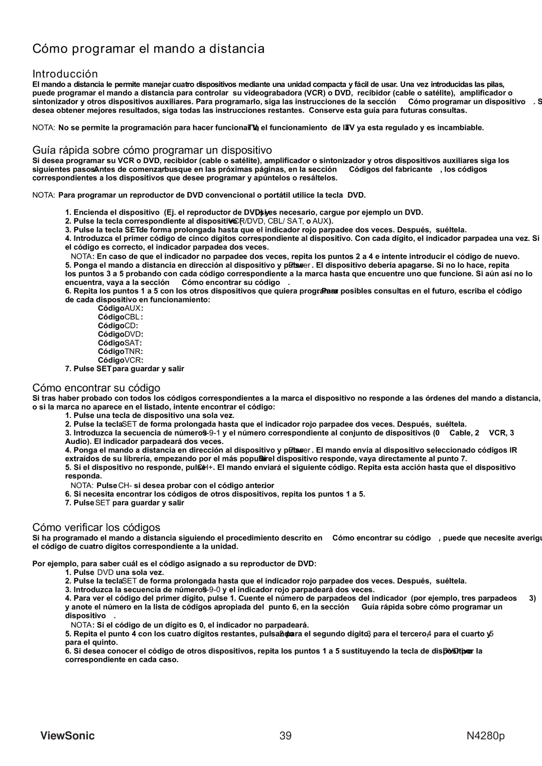 ViewSonic VS11838-1M manual Introducción, Guía rápida sobre cómo programar un dispositivo, Cómo encontrar su código 