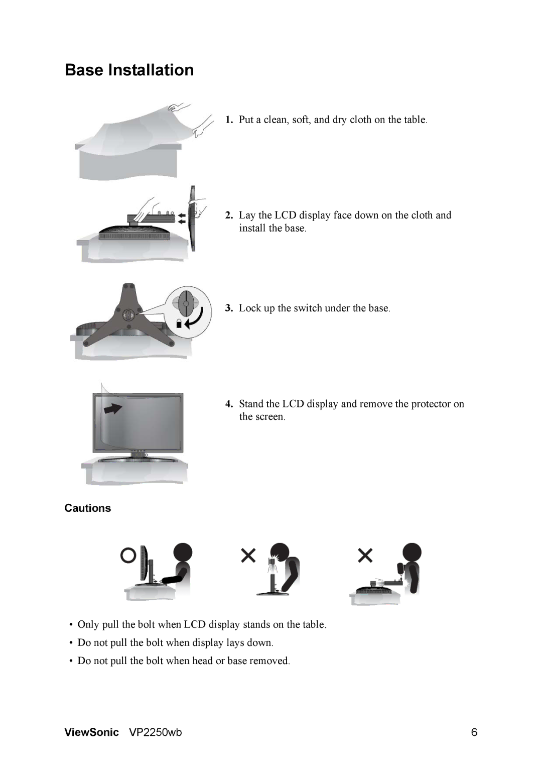 ViewSonic VS11845 warranty Base Installation 