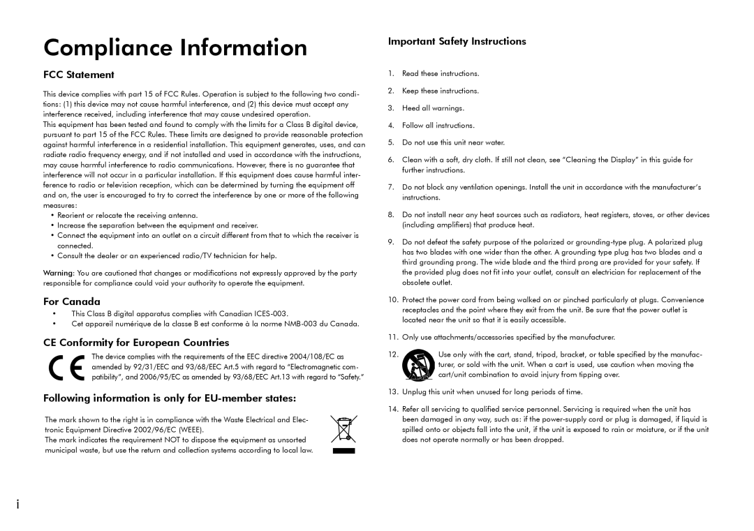 ViewSonic VS11856 user manual Compliance Information 