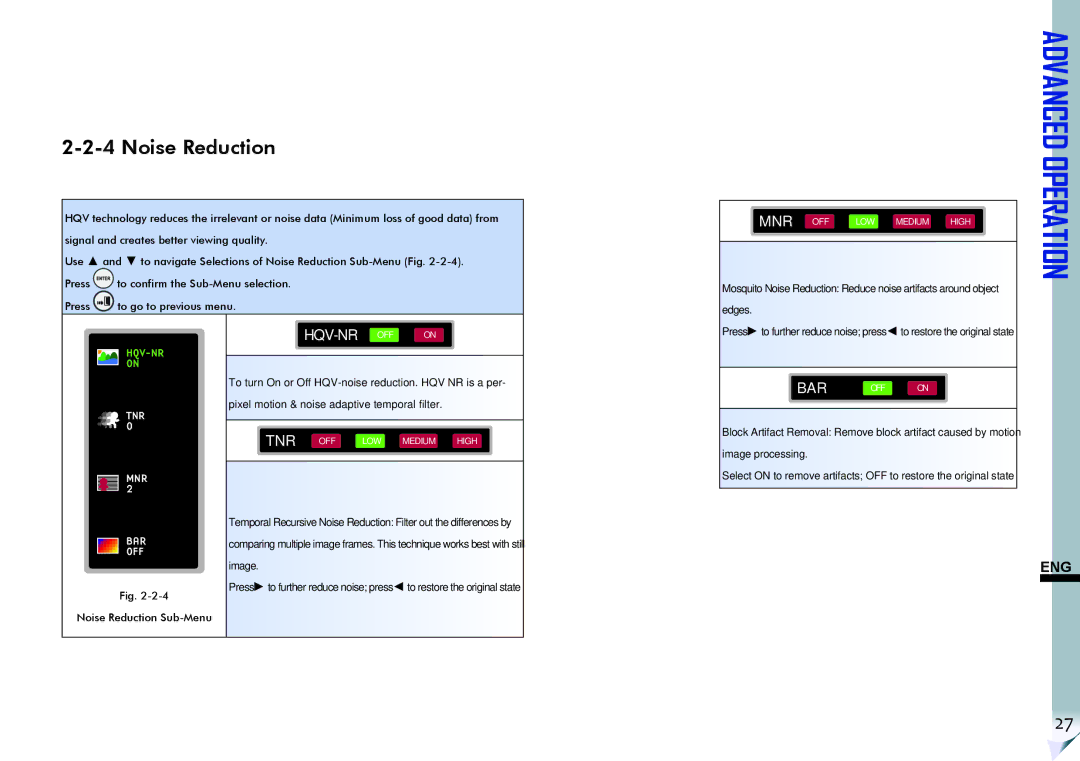 ViewSonic VS11856 user manual Noise Reduction, Tnr Mnr Bar Off 