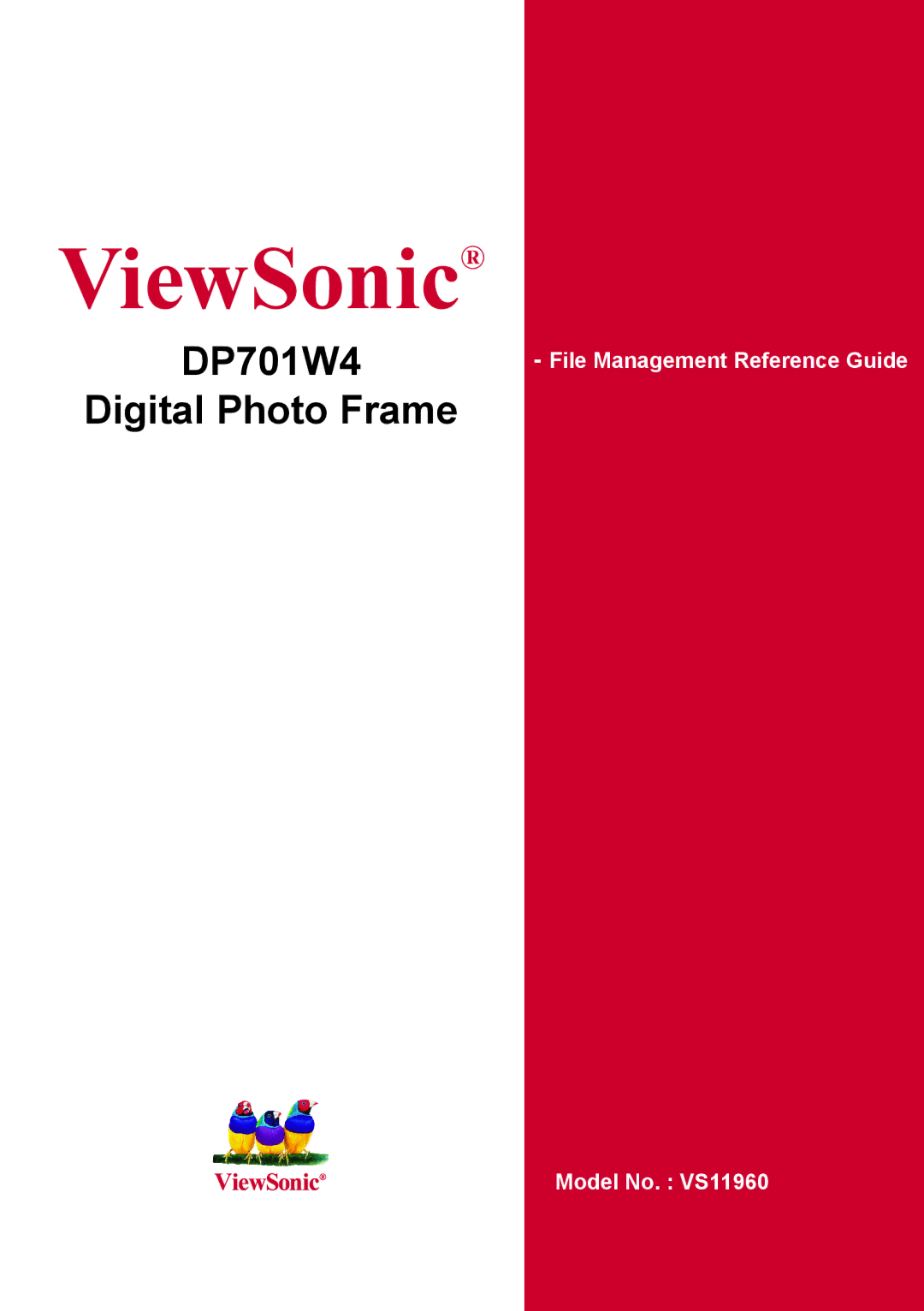 ViewSonic DP701W4, VS11960 manual ViewSonic 