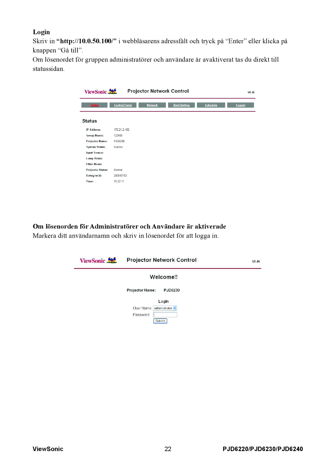 ViewSonic VS11949, VS11990, VS11986 manual Login 