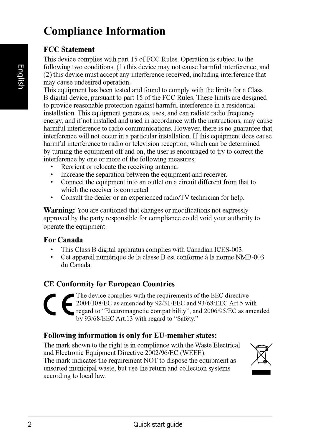 ViewSonic VS12075 quick start Compliance Information, FCC Statement 