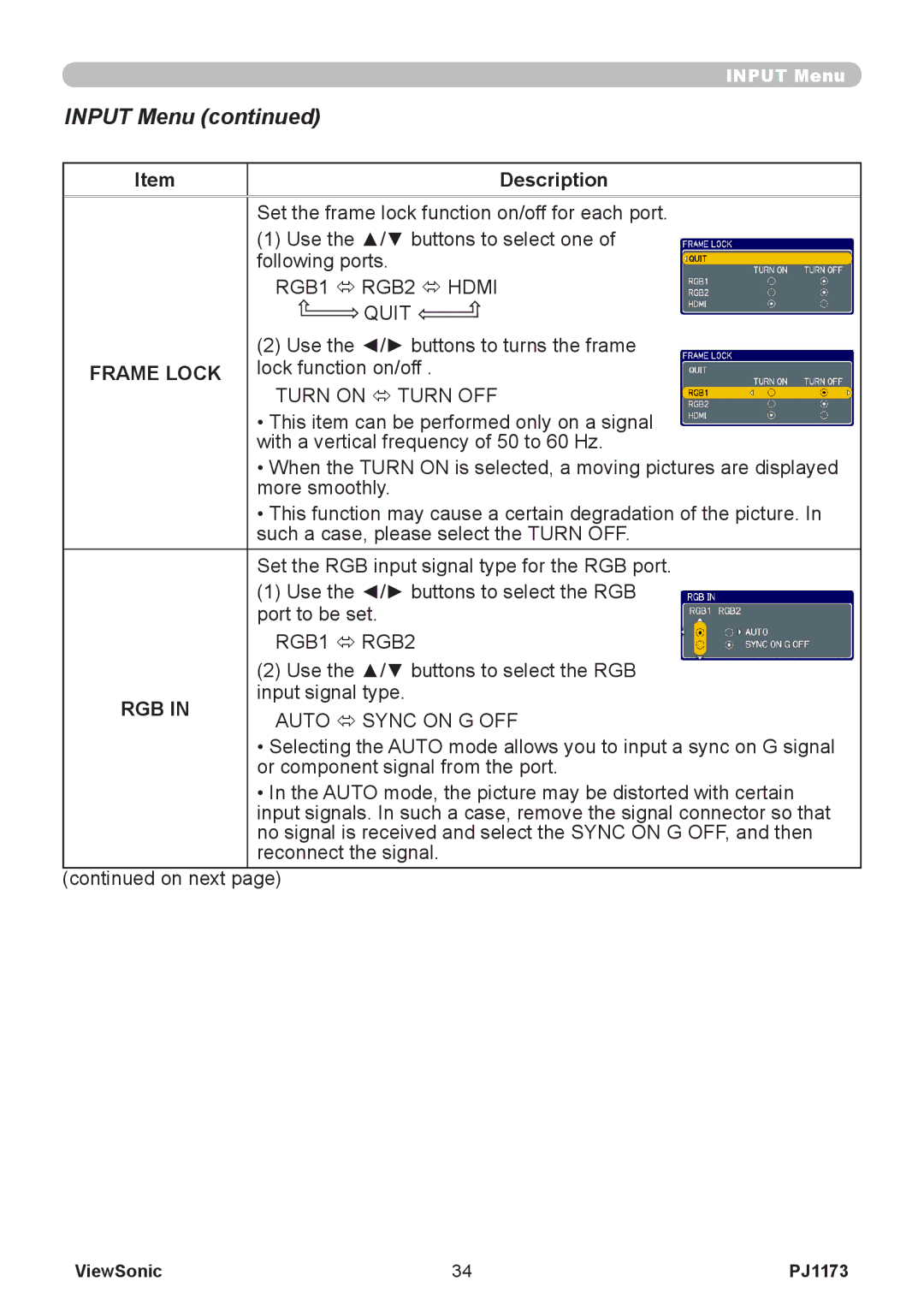 ViewSonic PJ1173, VS12109 warranty Description 