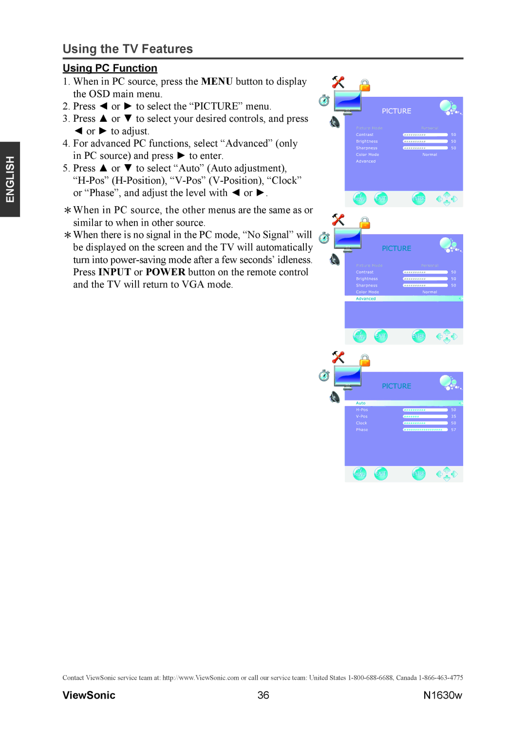 ViewSonic VS12114-1M warranty Using PC Function 