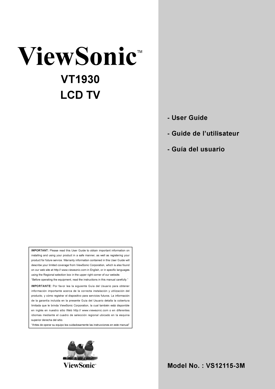 ViewSonic VS12115-3M warranty ViewSonicTM 