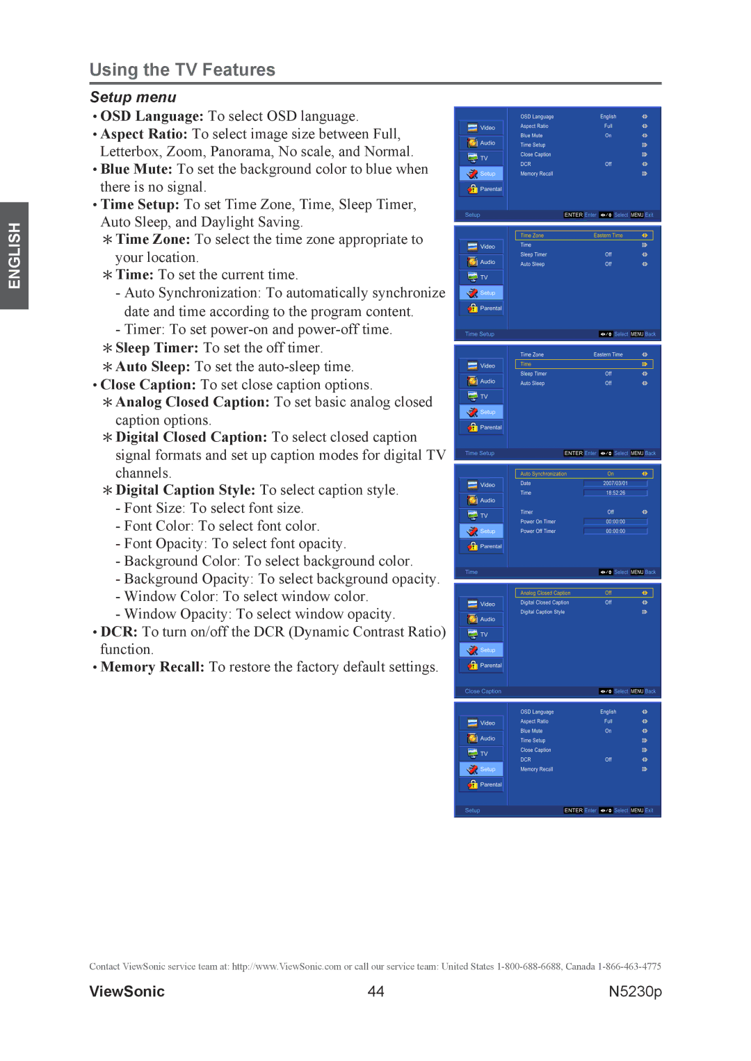 ViewSonic VS12117-1M warranty Setup menu 