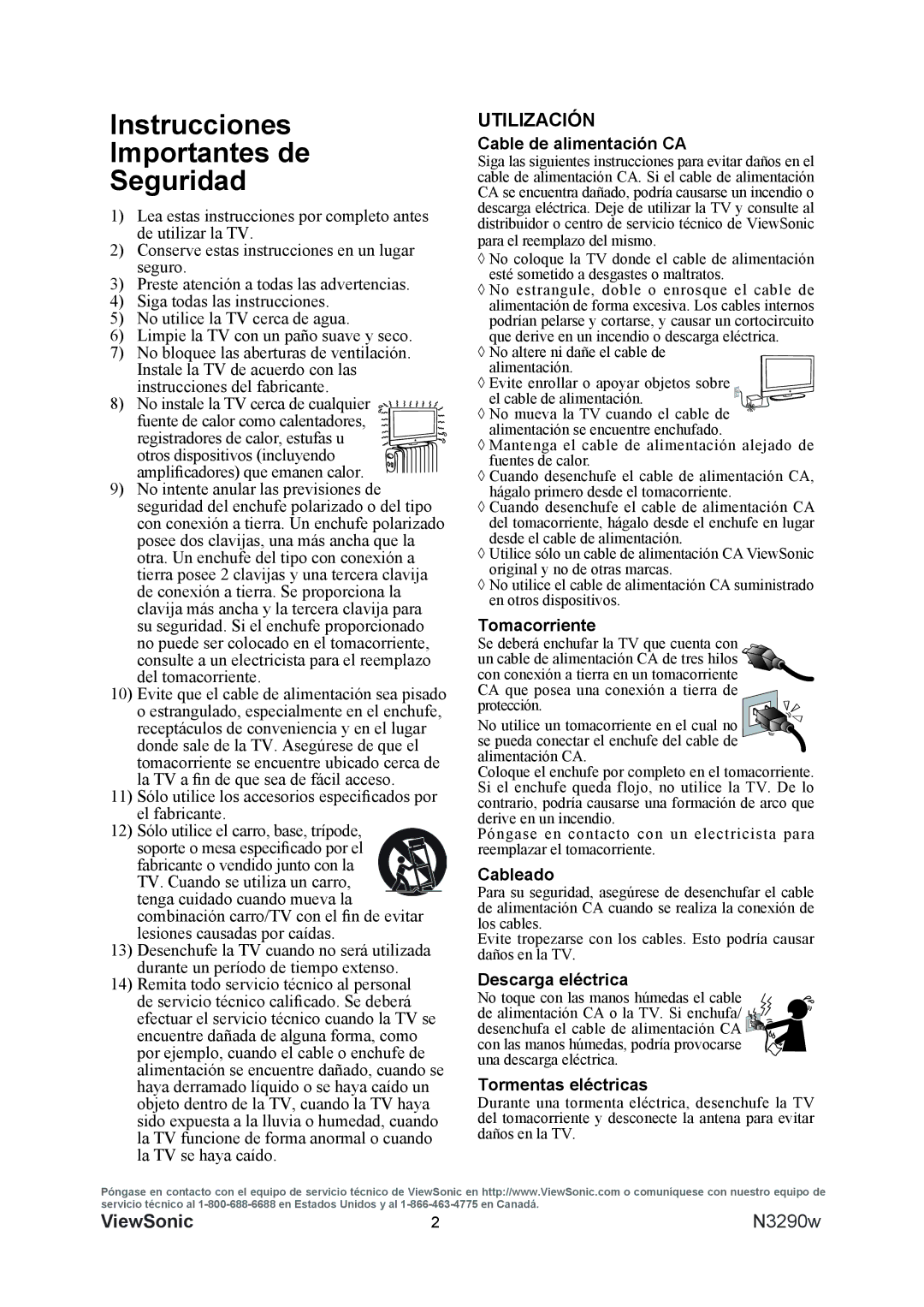 ViewSonic VS12120-1M warranty Instrucciones Importantes de Seguridad, UTILIZaCIÓN 