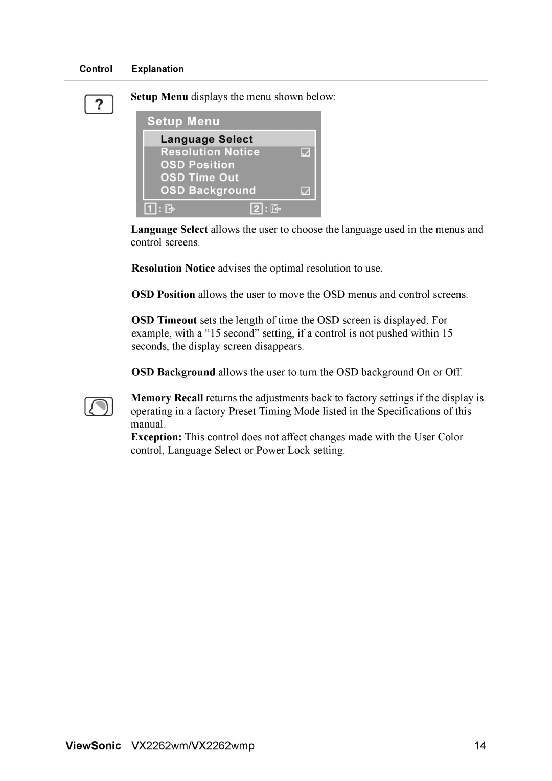 ViewSonic VS12132 warranty ViewSonic VX2262wm/VX2262wmp 