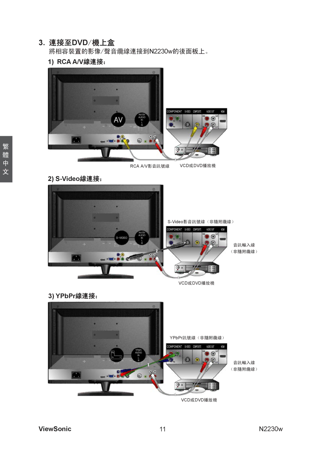 ViewSonic VS12198-1G manual 連接至dvd/機上盒 