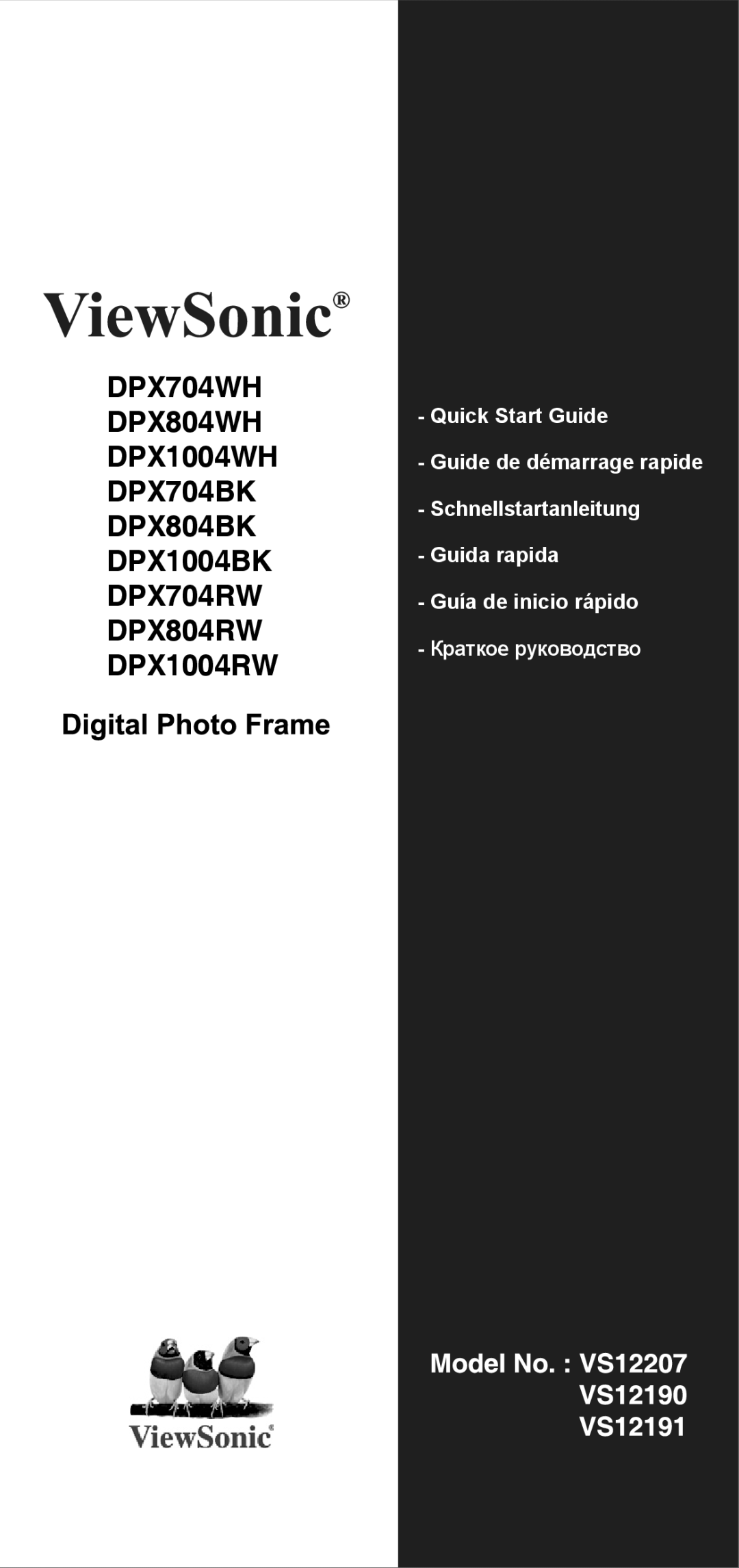 ViewSonic VS12191, VS12207, VS12190 quick start English 