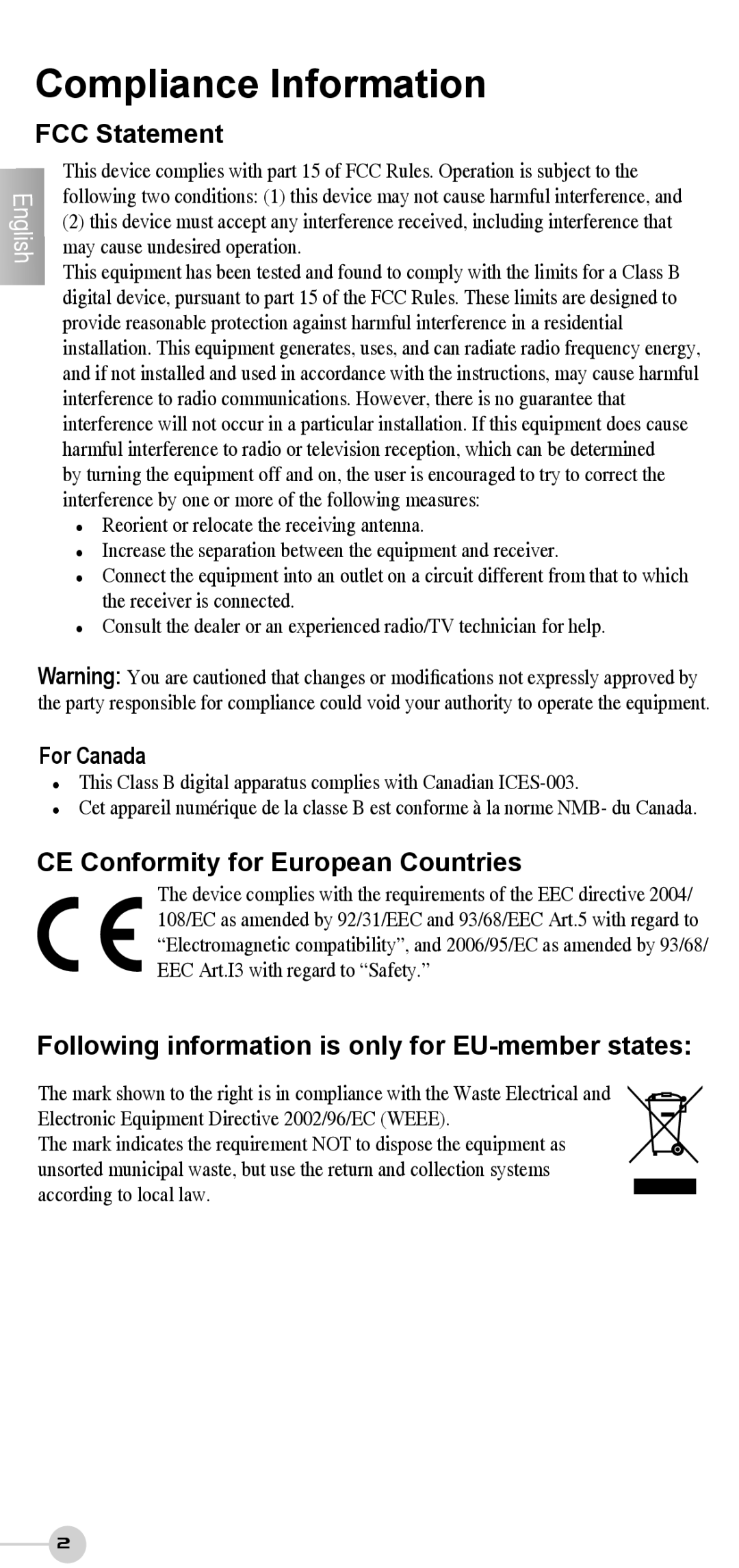 ViewSonic VS12190, VS12207, VS12191 quick start Compliance Information, FCC Statement 