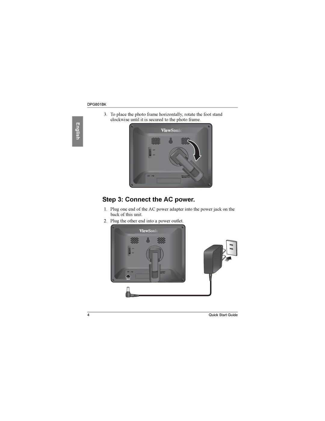 ViewSonic VS12242 manual Connect the AC power 