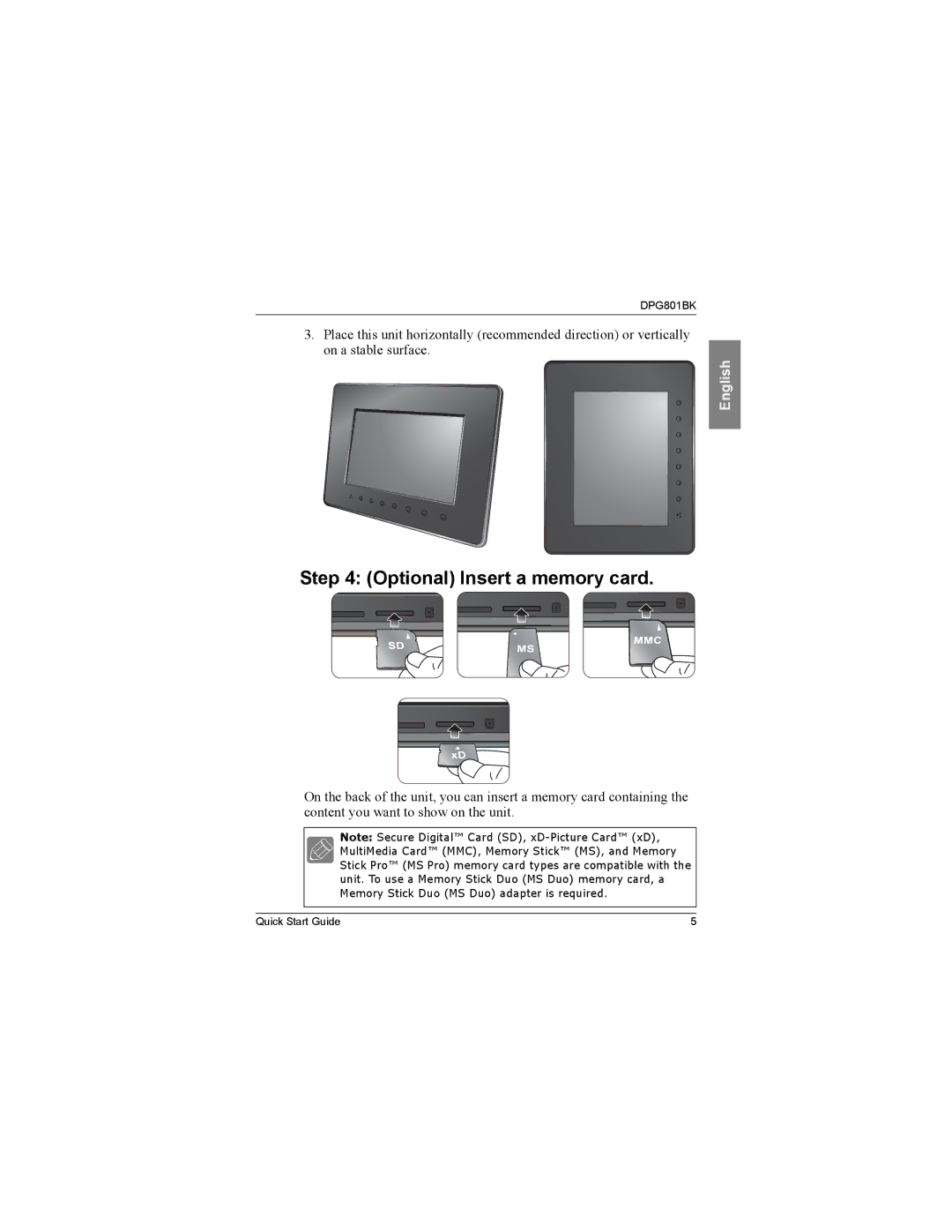 ViewSonic VS12242 manual Optional Insert a memory card 