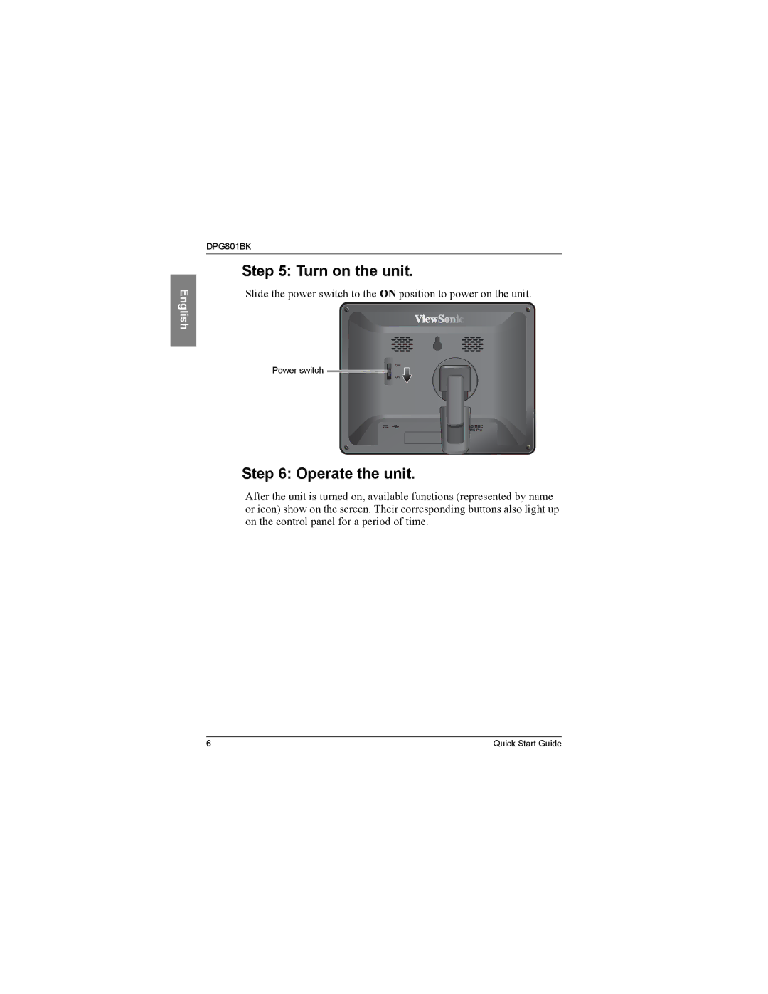 ViewSonic VS12242 manual Turn on the unit, Operate the unit 