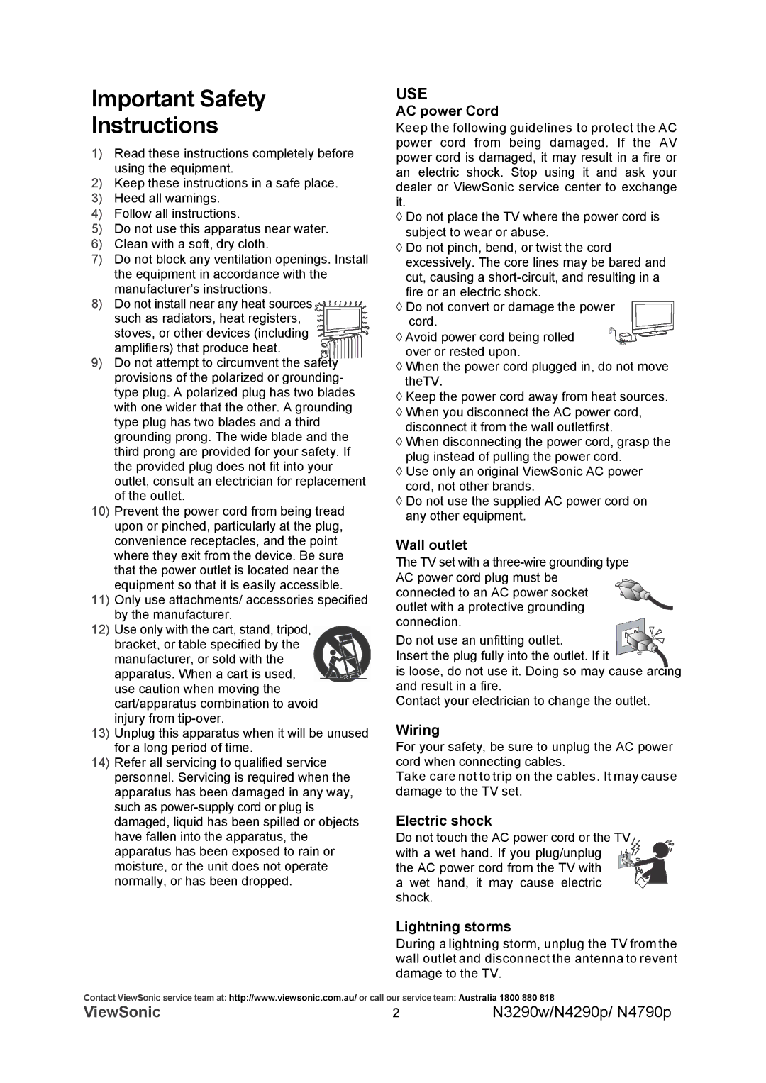 ViewSonic VS12281-1A, VS12280-1A, VS12282-1A manual Important Safety Instructions, Use 