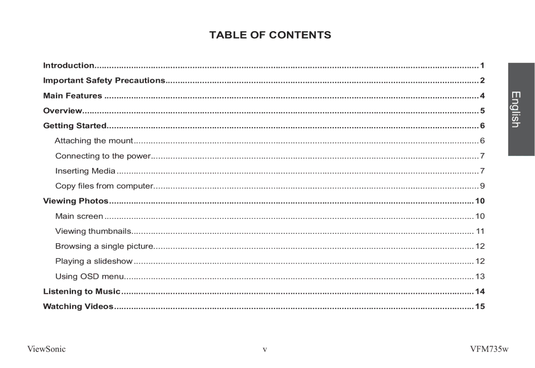 ViewSonic VS12403 manual Table of Contents 