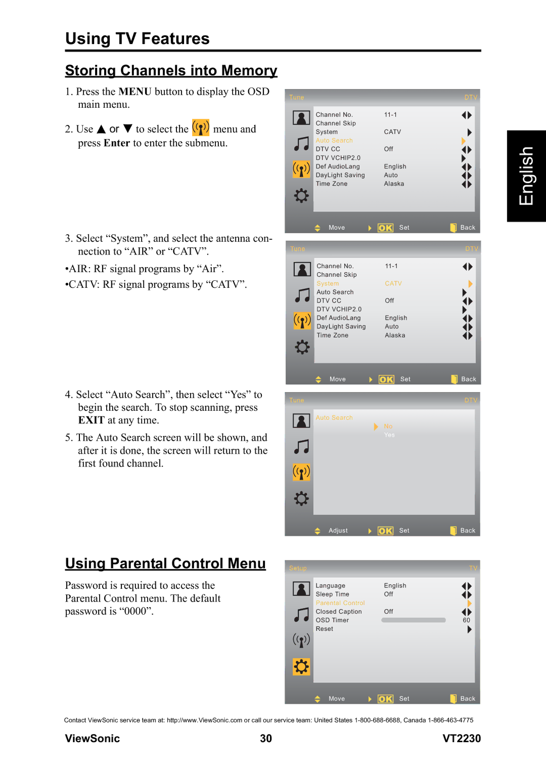 ViewSonic VS12413 warranty Storing Channels into Memory 