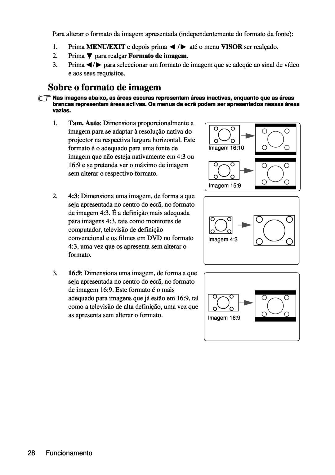 ViewSonic VS12440 manual Sobre o formato de imagem 