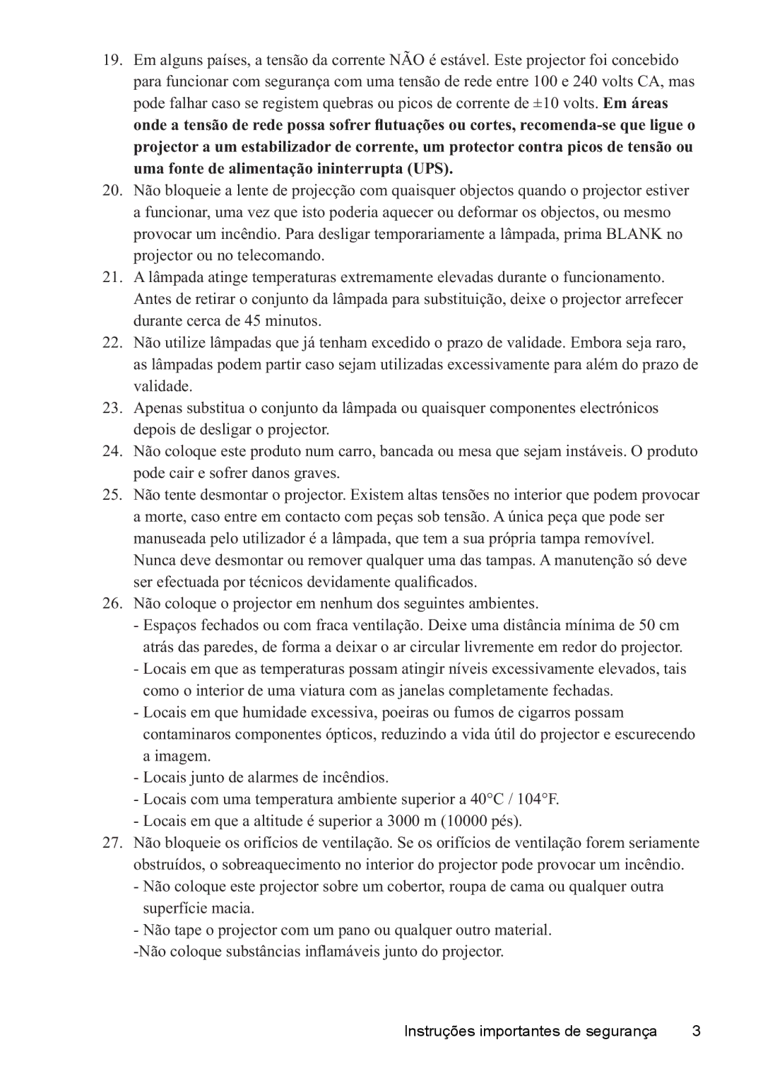 ViewSonic VS12440 manual Instruções importantes de segurança 