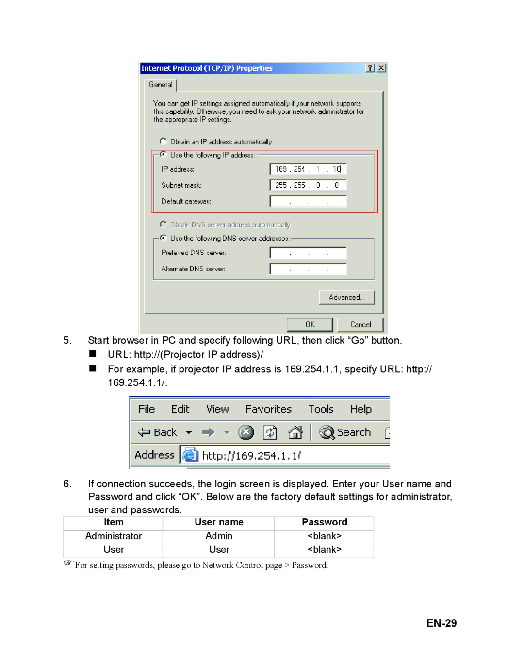 ViewSonic VS12472 warranty EN-29, User name Password 