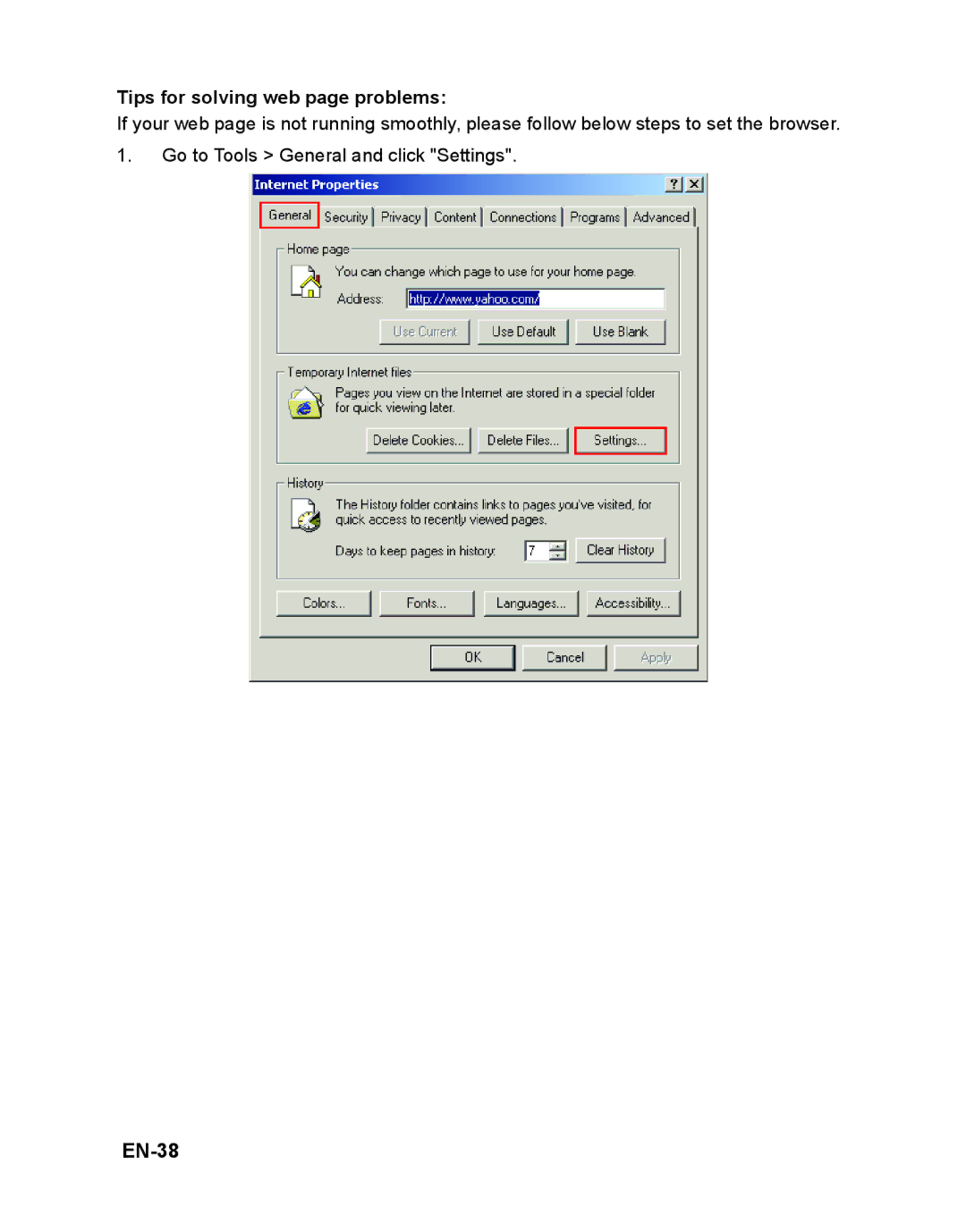 ViewSonic VS12472 warranty EN-38, Tips for solving web page problems 