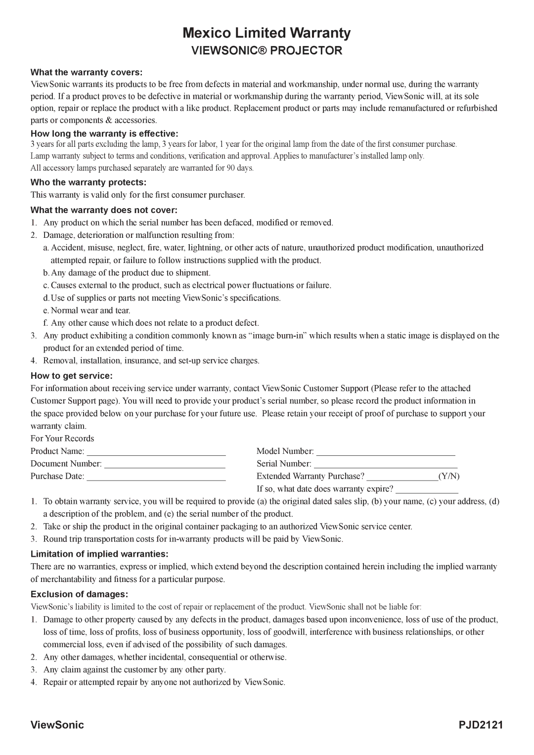 ViewSonic VS12617 manual What the warranty covers, How long the warranty is effective, Who the warranty protects 