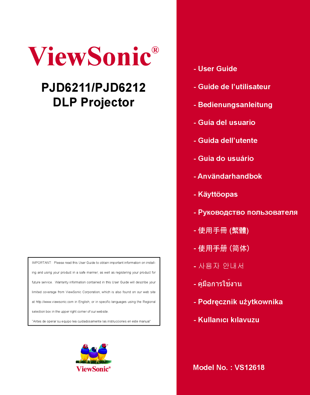 ViewSonic PJD6212, VS12618 warranty ViewSonic 