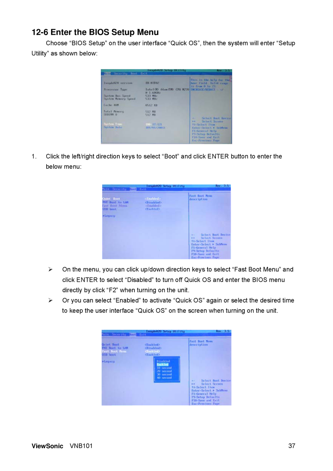 ViewSonic VS12638 manual Enter the Bios Setup Menu 