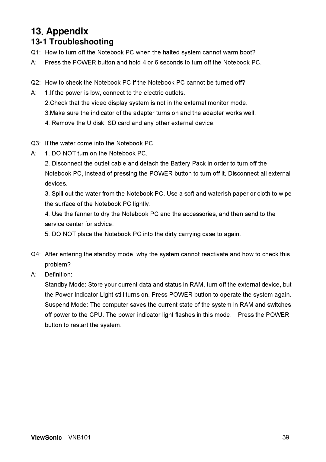 ViewSonic VS12638 manual Appendix, Troubleshooting 