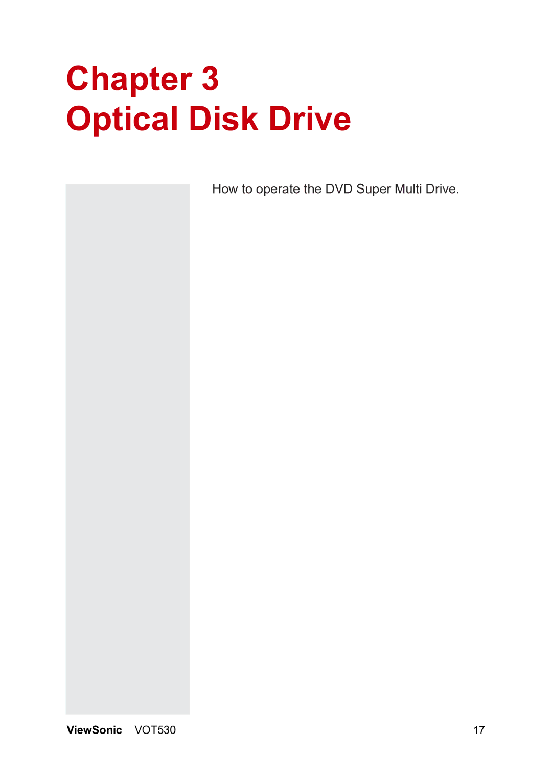 ViewSonic VS12661 manual Chapter Optical Disk Drive 