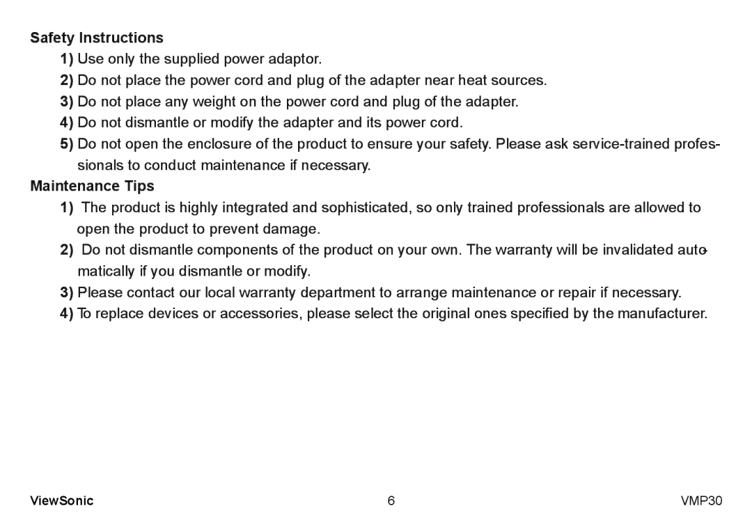 ViewSonic VS12770 manual Safety Instructions, Maintenance Tips 