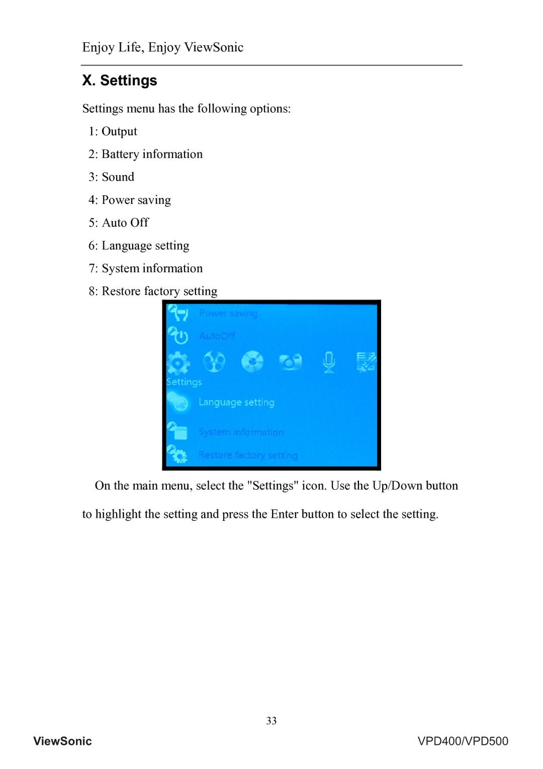 ViewSonic VS12836, VS12835 manual Settings 