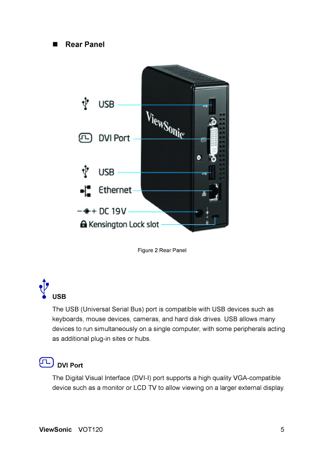 ViewSonic VS12869 manual „ Rear Panel, DVI Port 