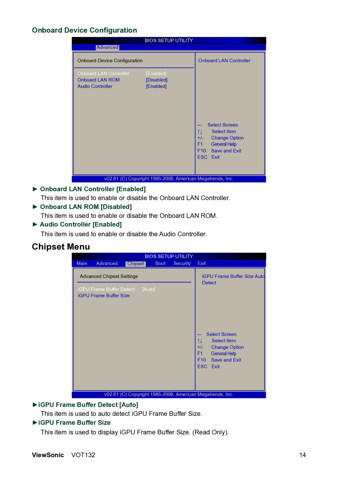 ViewSonic VS12933 manual Chipset Menu 