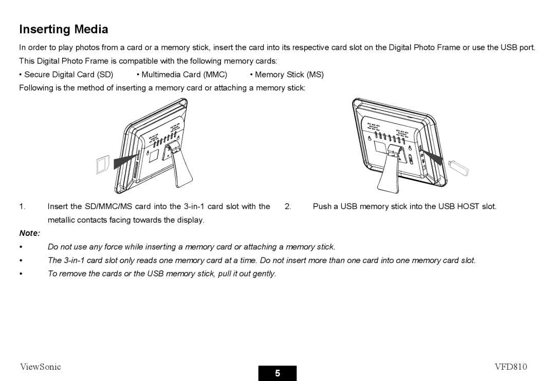 ViewSonic VS12978 warranty Inserting Media 