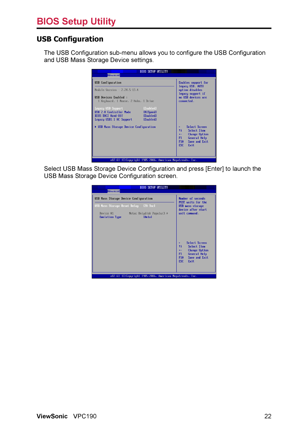 ViewSonic VS13111 manual USB Configuration 