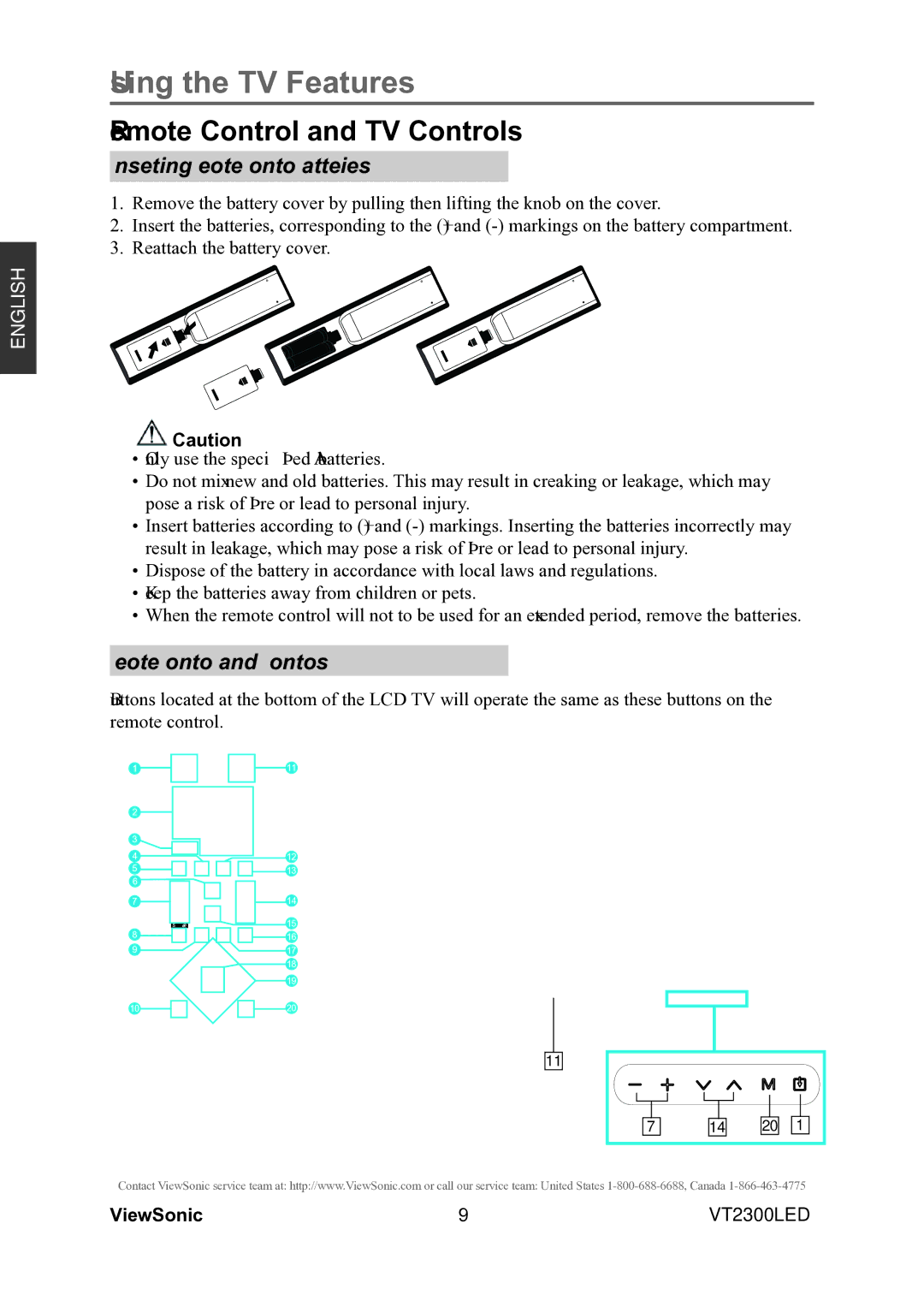 ViewSonic VS13215-1M warranty Using the TV Features, Remote Control and TV Controls 