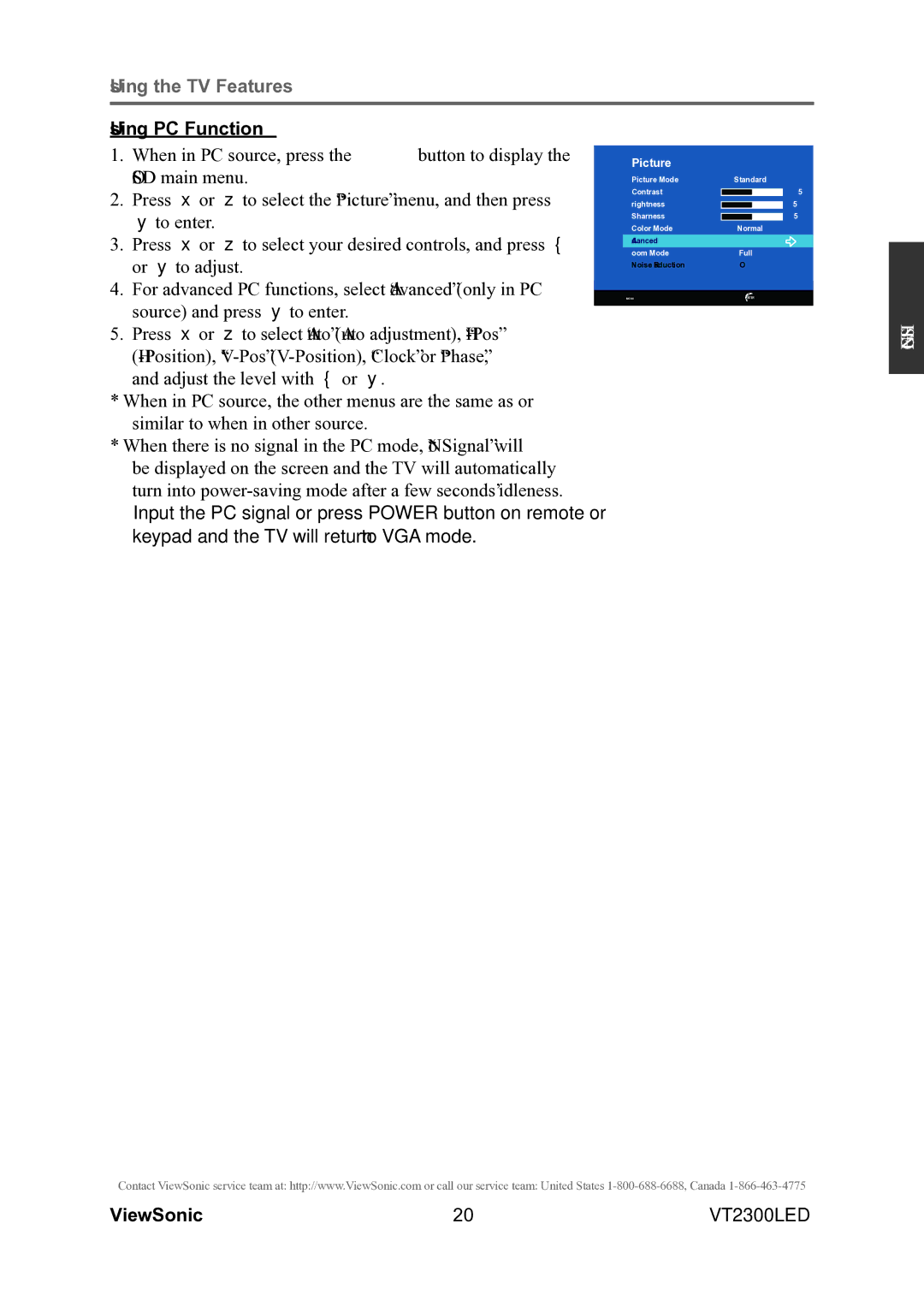 ViewSonic VS13215-1M warranty Using PC Function 