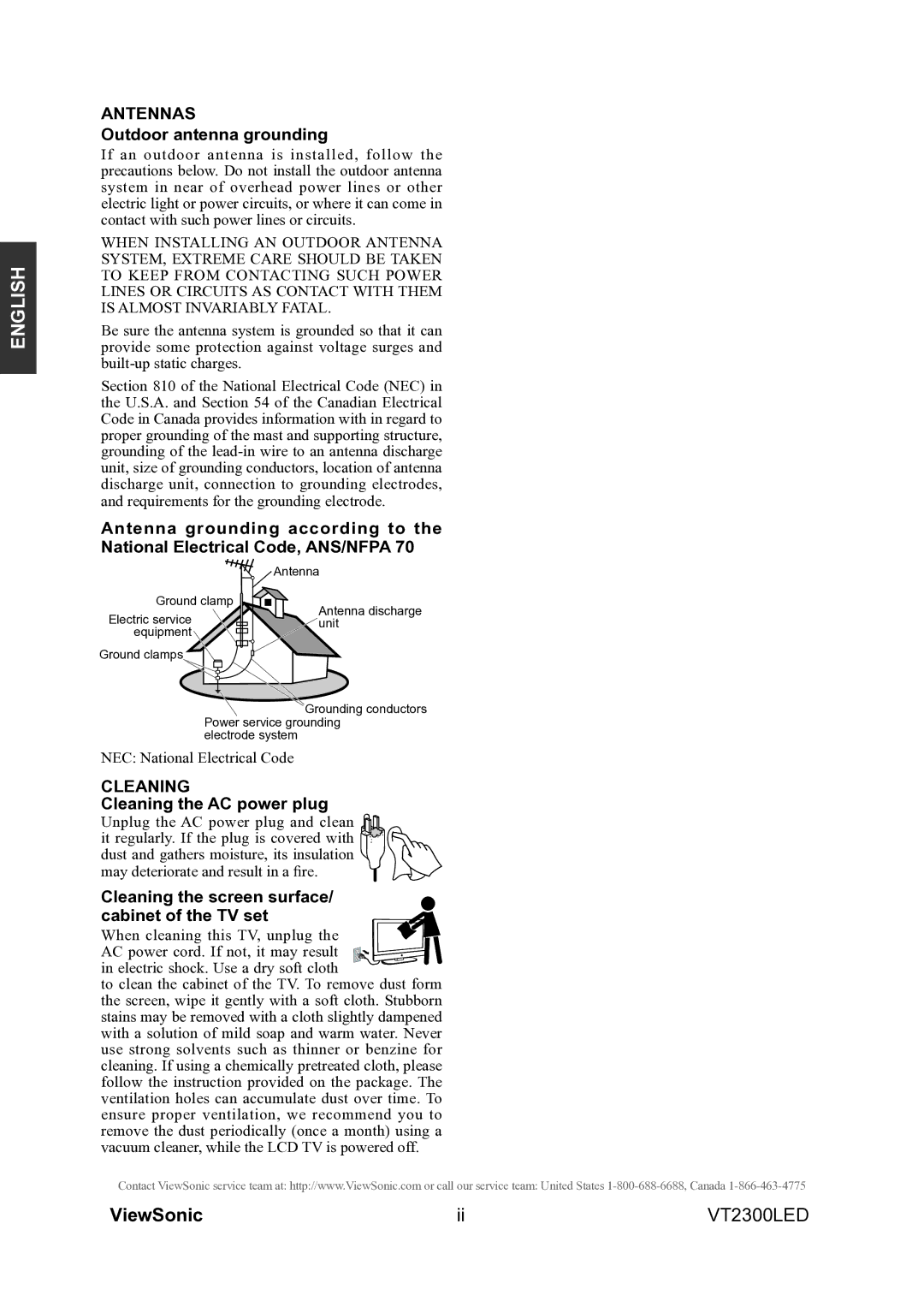 ViewSonic VS13215-1M warranty Antennas 