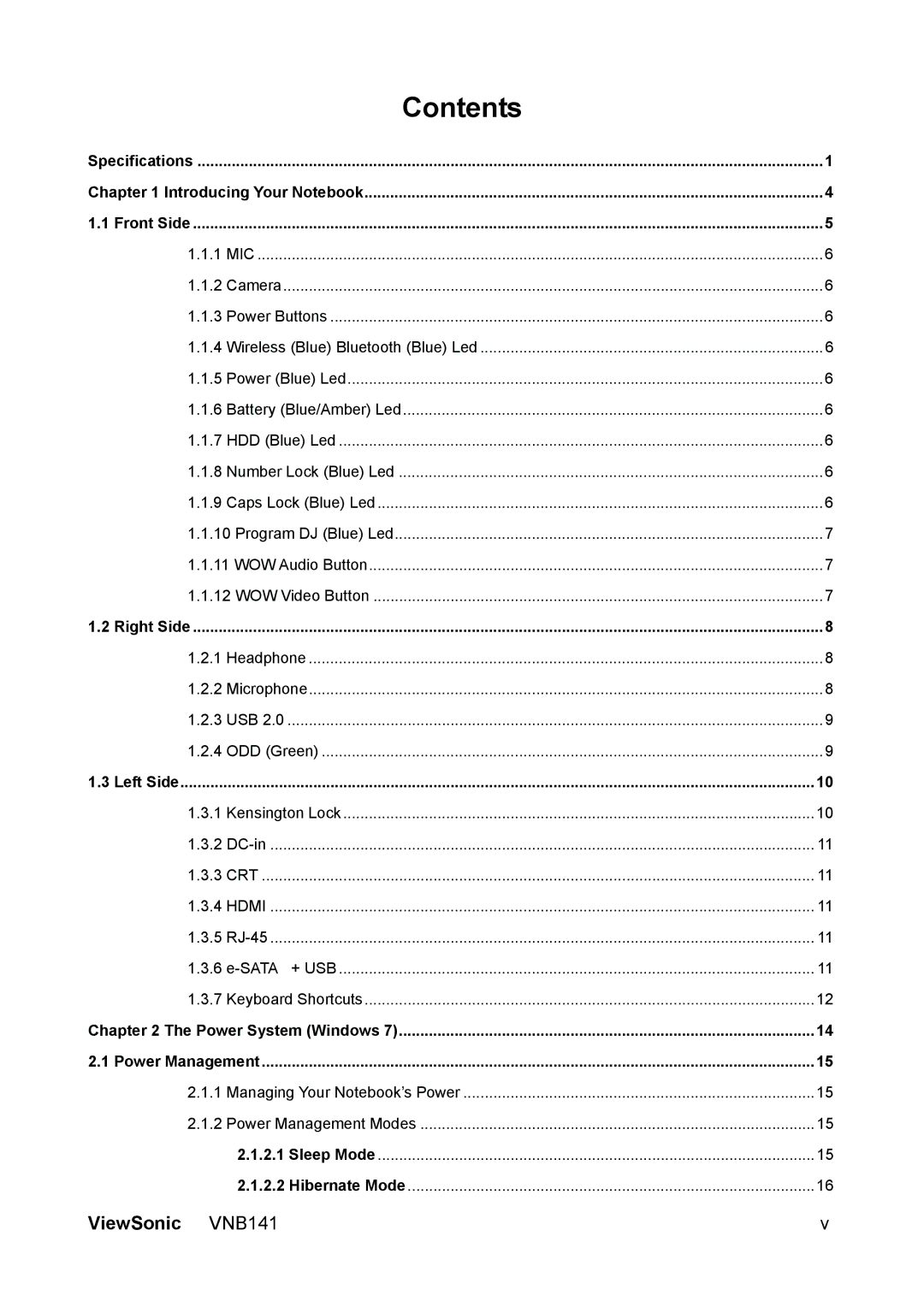 ViewSonic VS13235 manual Contents 