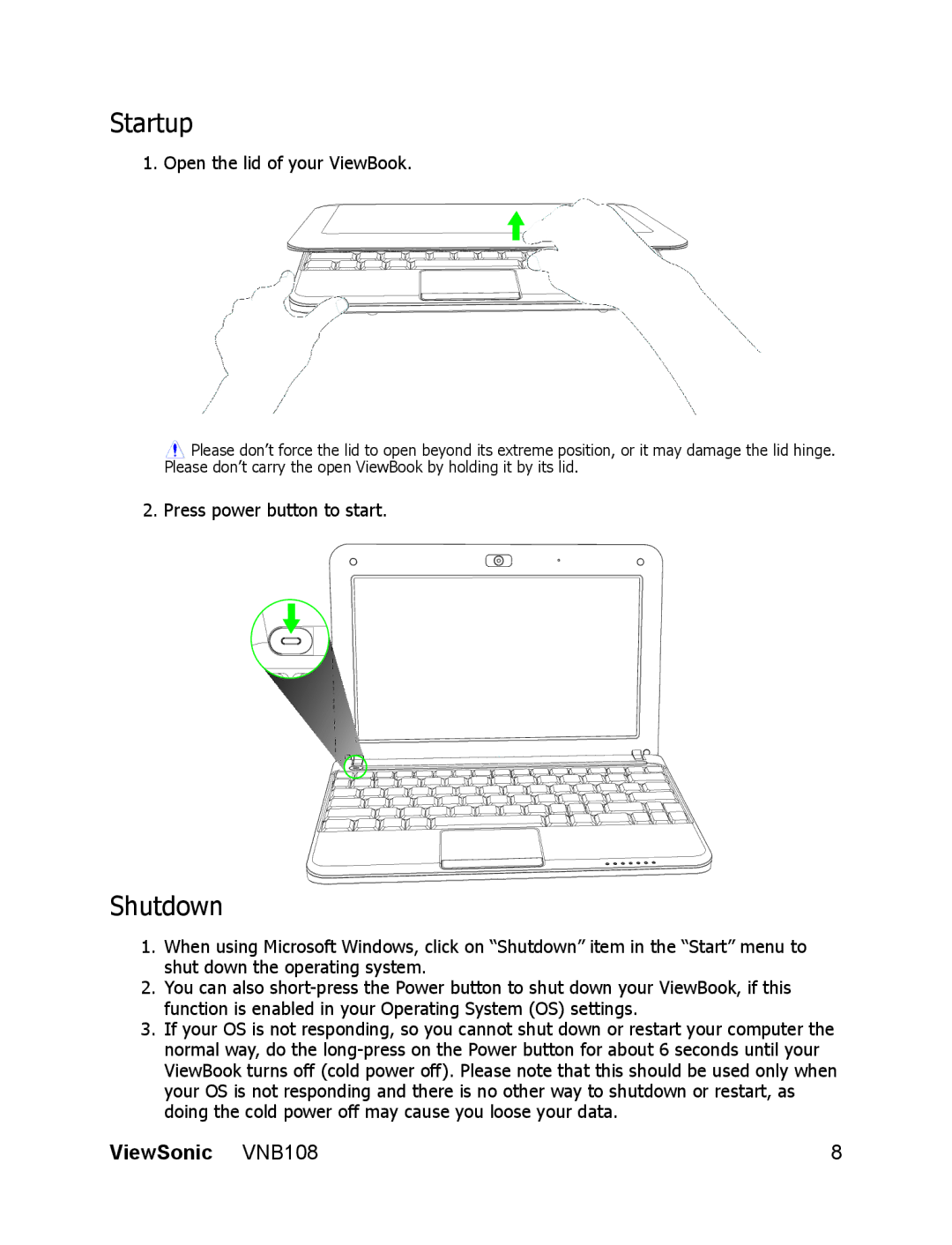 ViewSonic VS13329 manual Startup, Shutdown 