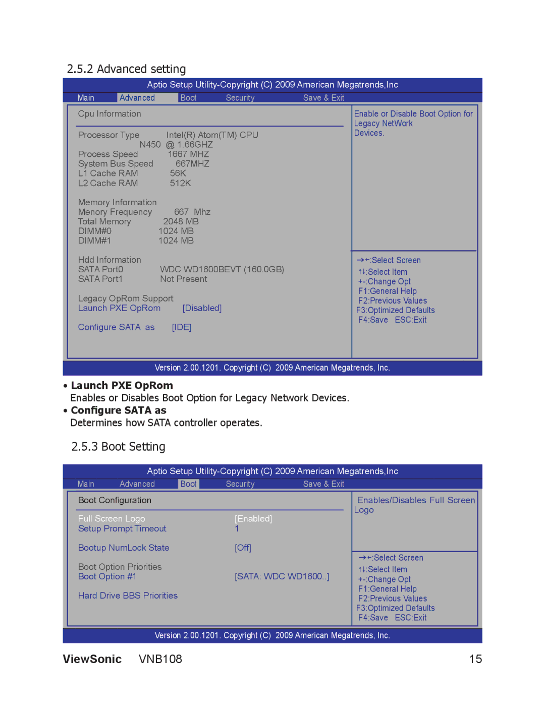 ViewSonic VS13329 manual Advanced setting, Boot Setting 