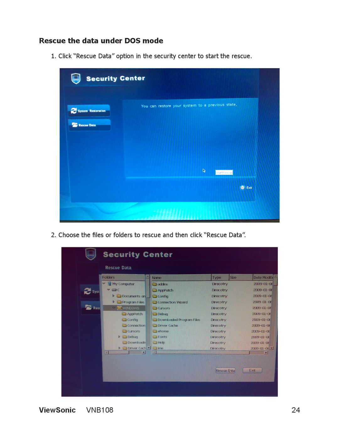 ViewSonic VS13329 manual Rescue the data under DOS mode 