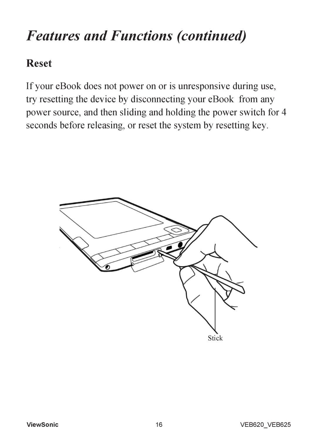 ViewSonic VS13394, VS13392 manual Reset 