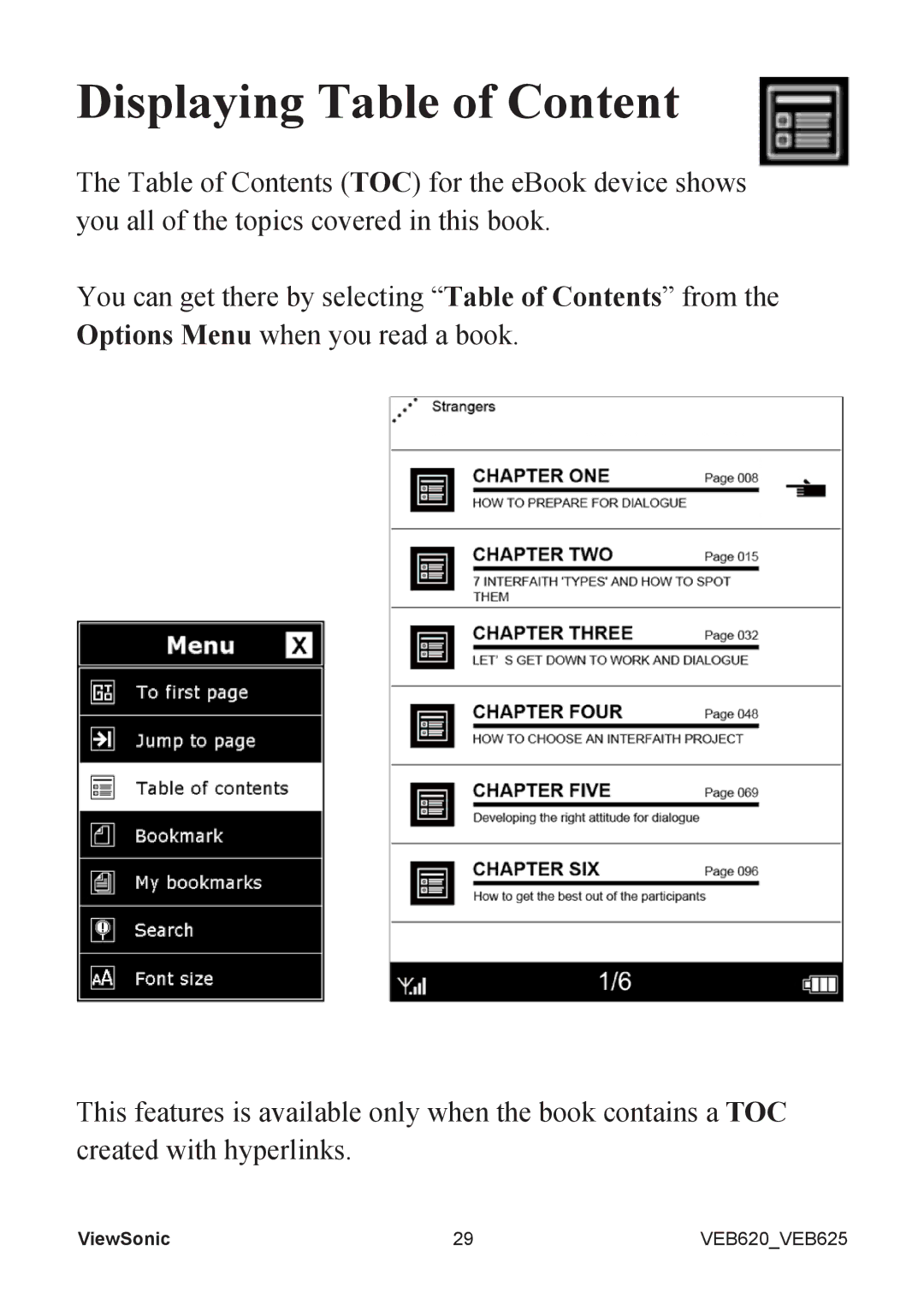 ViewSonic VS13392, VS13394 manual Displaying Table of Content 