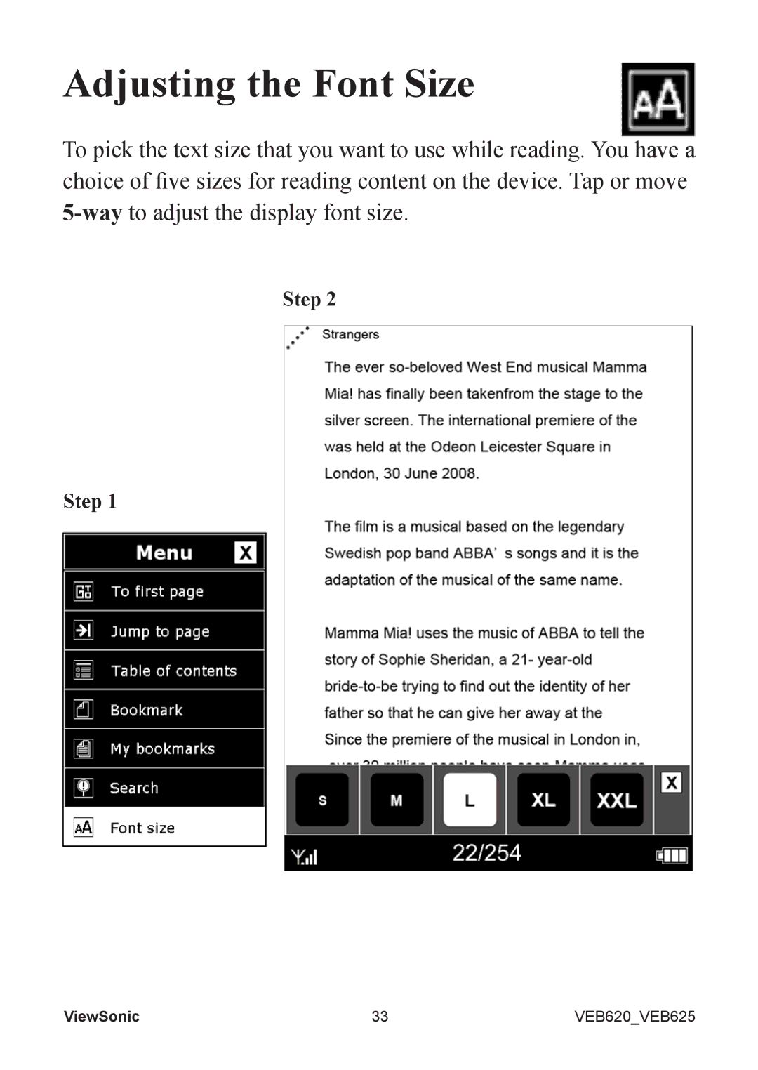 ViewSonic VS13392, VS13394 manual Adjusting the Font Size 