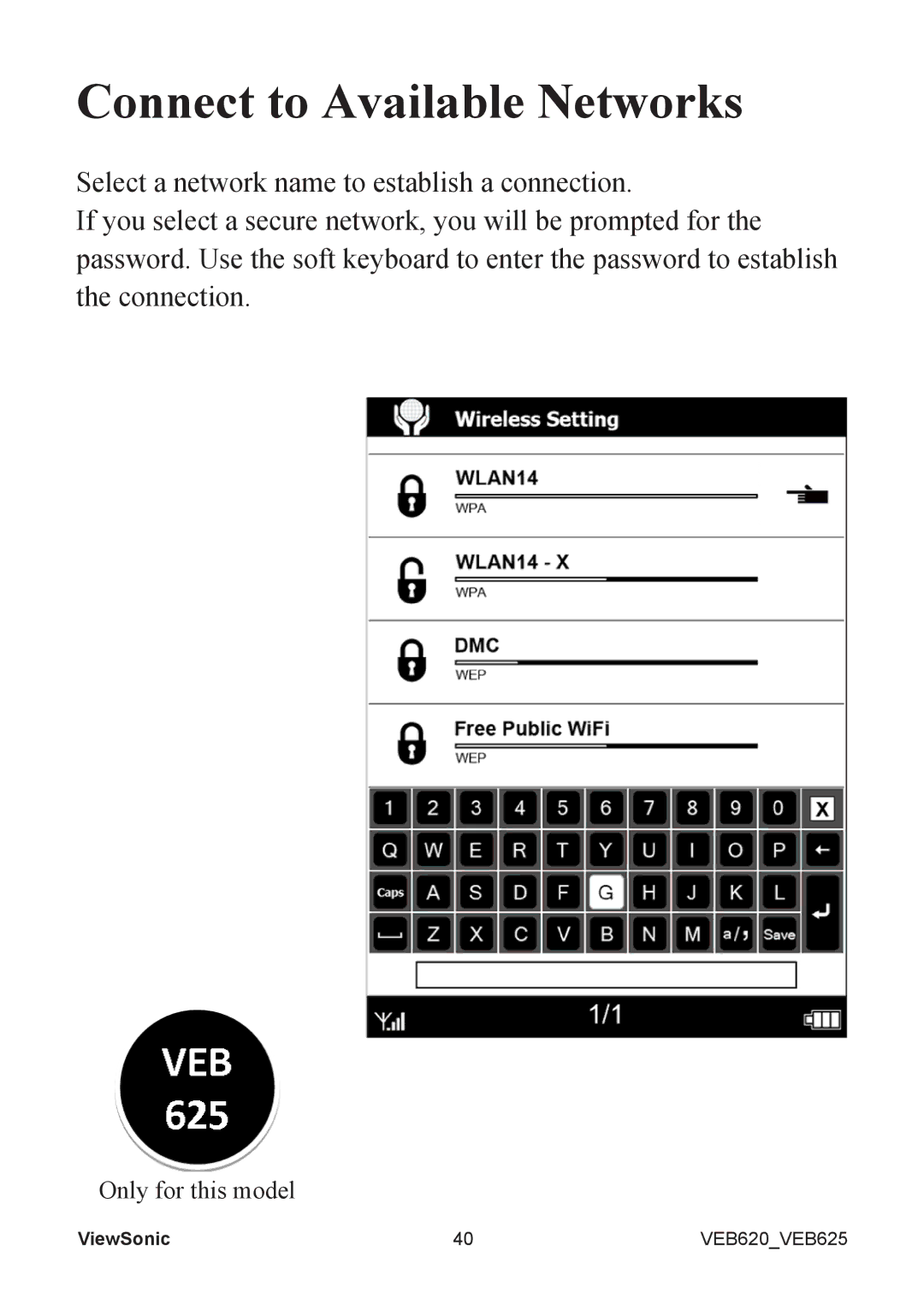 ViewSonic VS13394, VS13392 manual Connect to Available Networks 