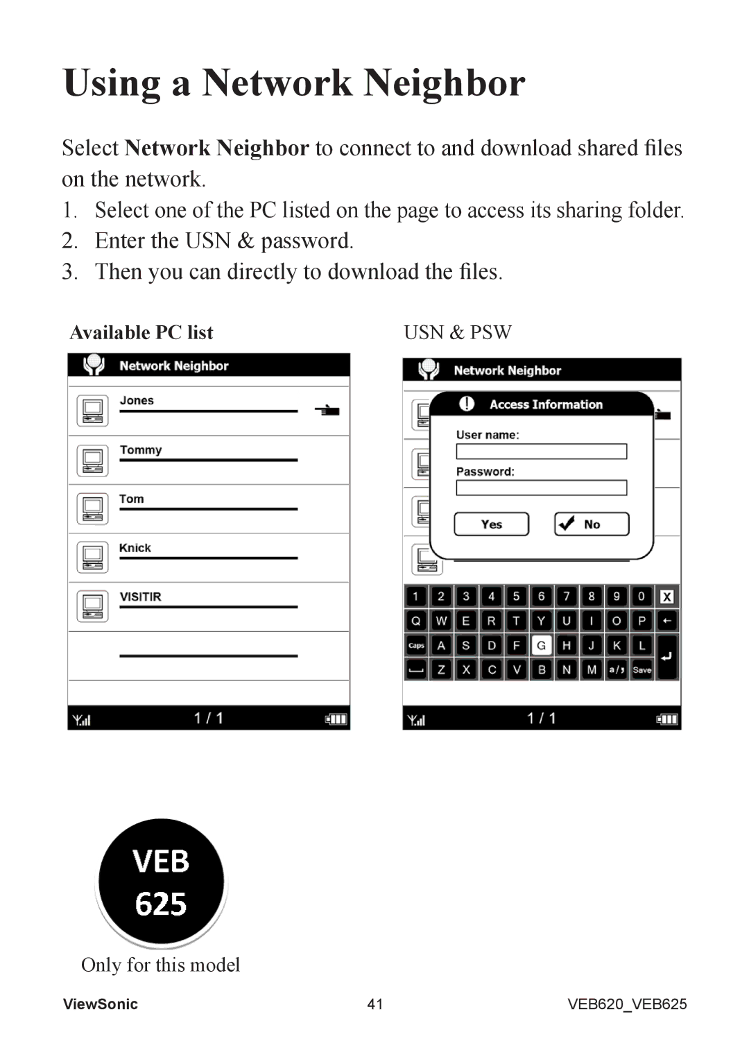 ViewSonic VS13392, VS13394 manual Using a Network Neighbor 